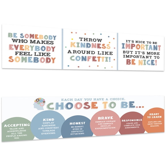 Koyal Wholesale Throw Kindness Growth Mindset Classroom Banner Sign for Teachers, Door, Baho Wall Decor, 2-Pk