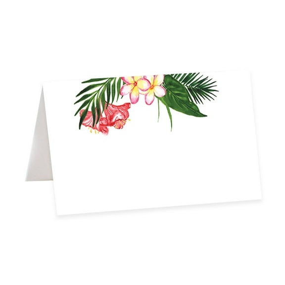 Koyal Wholesale Tropical Florals Table Tent Place Cards for Wedding Party Tables, Seating Name Place Cards, 56 Pack