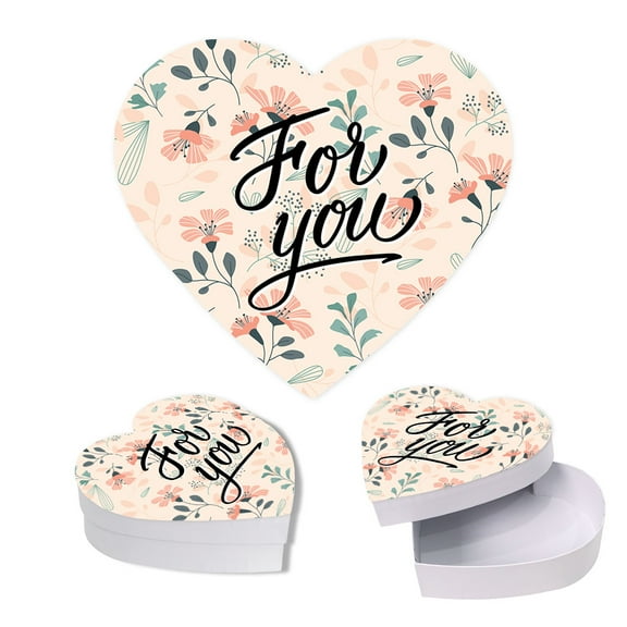 Koyal Wholesale Valentine's Day Heart Shaped Gift Box with Lid, For You, Reusable Heart Box, 8"x6", 1-Pack