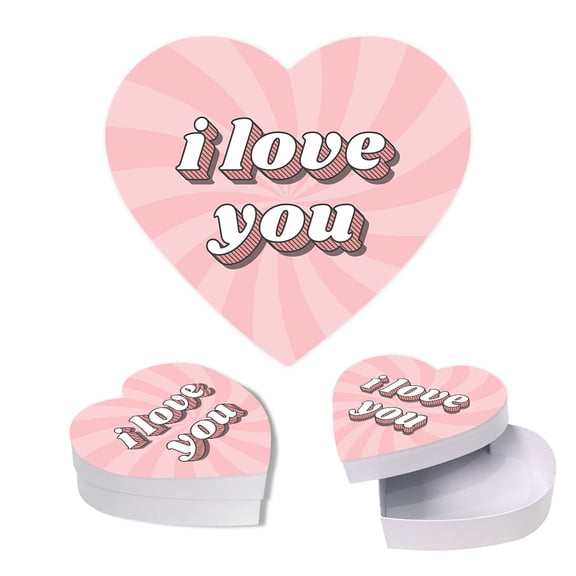 Koyal Wholesale Valentine's Day Heart Shaped Gift Box with Lid, I Love You, Reusable Heart Box, 8"x6", 1-Pack