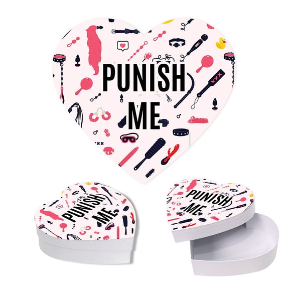 Koyal Wholesale Valentine's Day Heart Shaped Gift Box with Lid, Punish Me, Reusable Heart Box, 8"x6", 1-Pack