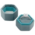 thumbnail image 1 of Koyal Wholesale Velvet Ring Box, Vintage Teal, Hexagon Vintage Ring Box with Detachable Lid, 2 Piece Engagement Ring Box, 1 of 5