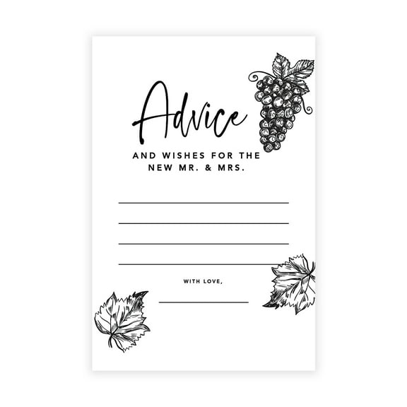 Koyal Wholesale Vineyard Wedding Advice & Well Wishes Guest Book Cards for Bride and Groom, 56 Pack