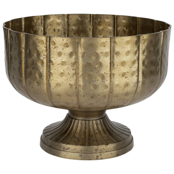 Koyal Wholesale Vintage Gold Metal Compote Bowl Ideal for Table Centerpiece,  Vase for Flowers 1 Pack, 9.5" x 7"