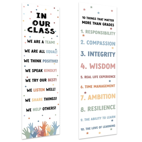 Koyal Wholesale We Are A Team Classroom Banner Poster Sign for Teachers, Door, Wall Decor, Baho Diversity Theme, 2-Pk