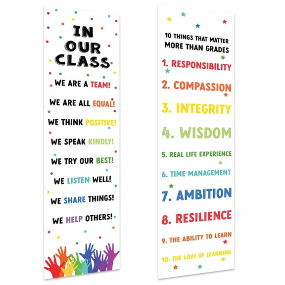 Koyal Wholesale We Are A Team Classroom Banner Poster Sign for Teachers, Door, Wall Decor, Diversity Theme, 2-Pk