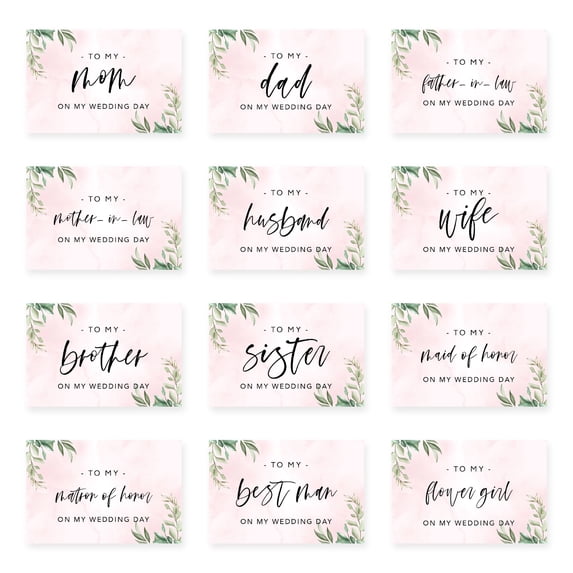 Koyal Wholesale Wedding Day Gift Cards Set with Envelopes Set of 12, Greenery Leaves 1