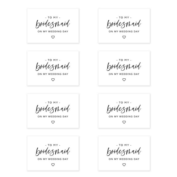 Koyal Wholesale Wedding Day Gift Cards Set with Envelopes Set of 8 Modern To My Bridesmaid On My Wedding Day Cards