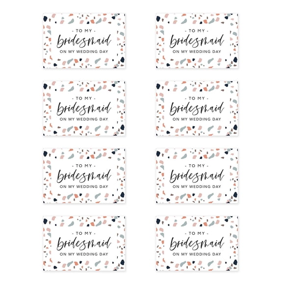 Koyal Wholesale Wedding Day Gift Cards Set with Envelopes Set of 8 Terrazzo To My Bridesmaid On My Wedding Day Cards