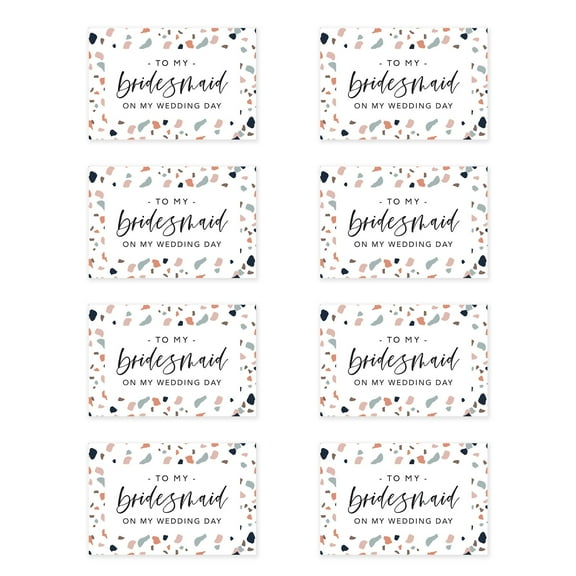 Koyal Wholesale Wedding Day Gift Cards Set with Envelopes Set of 8 Terrazzo To My Bridesmaid On My Wedding Day Cards