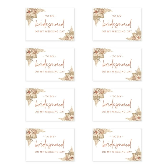 Koyal Wholesale Wedding Day Gift Cards with Envelopes Set of 8 Boho Dried Florals To My Bridesmaid On My Wedding Day