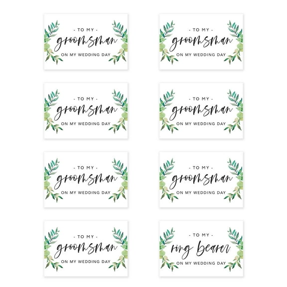 Koyal Wholesale Groomsmen Wedding Day Gift Cards with Envelopes set of 8 Watercolor Leaves On My Wedding Day Cards