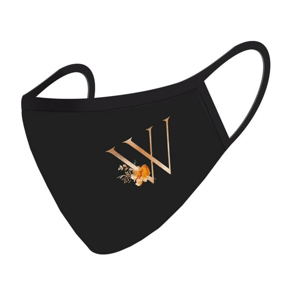 Koyal Wholesale Wedding Face Mask, Black Pink Floral Monogram W, 1 Replaceable PM 2.5 Protection Filter