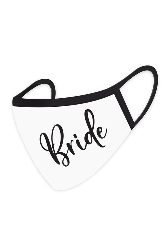 Wedding Face Mask, Bold Bride Design, White Cloth Face Masks with 1 Replaceable PM 2.5 Filter, 1-Pack