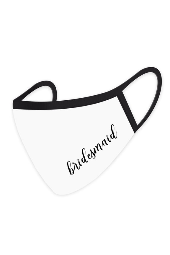 Wedding Face Mask, Bridesmaid Design, White Cloth Face Masks with 1 Replaceable PM 2.5 Filter, 1-Pack