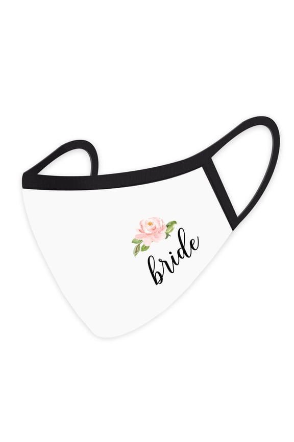 Wedding Face Mask, Floral Bride Design, White Cloth Face Masks with 1 Replaceable PM 2.5 Filter, 1-Pack