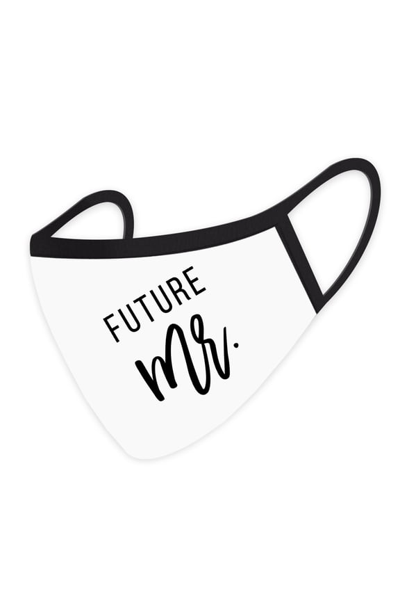 Wedding Face Mask, Future Mr. Design, White Cloth Face Masks with 1 Replaceable PM 2.5 Filter, 1-Pack