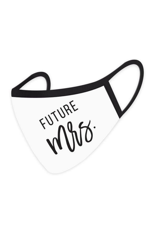Wedding Face Mask, Future Mrs. Design, White Cloth Face Masks with 1 Replaceable PM 2.5 Filter, 1-Pack