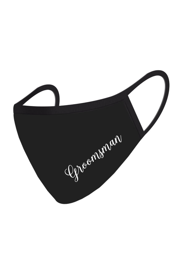 Wedding Face Mask, Groomsman Design, Black Cloth Face Masks with 1 Replaceable PM 2.5 Protection Filter