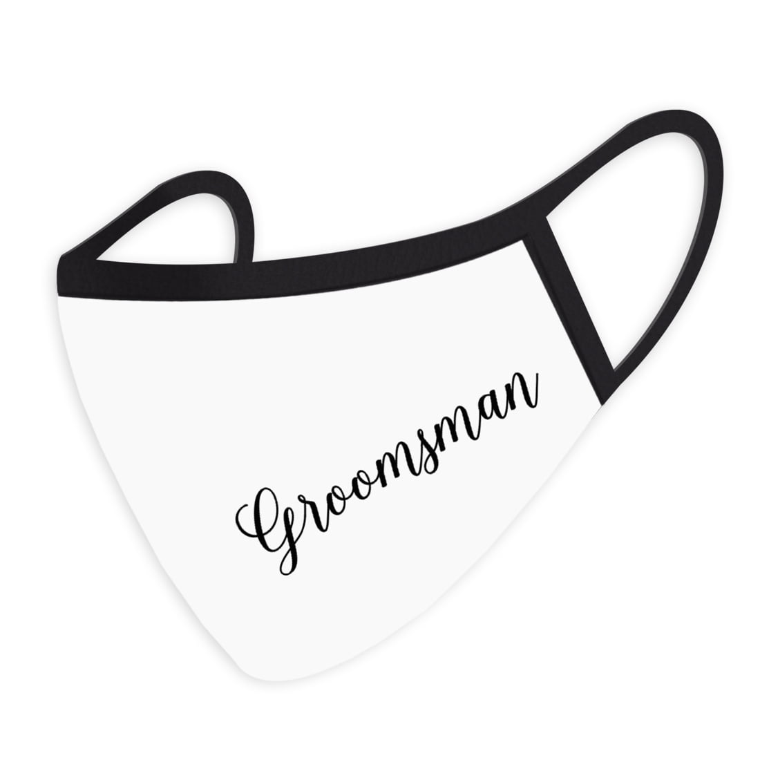 Koyal Wholesale Wedding Face Mask, Groomsman Design, White Cloth Face