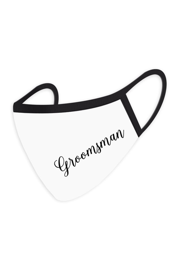 Wedding Face Mask, Groomsman Design, White Cloth Face Masks with 1 Replaceable PM 2.5 Filter, 1-Pack