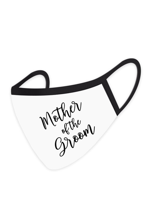 Wedding Face Mask, Mother of the Groom Design, White Cloth Mask with 1 Replaceable PM 2.5 Filter, 1-Pack