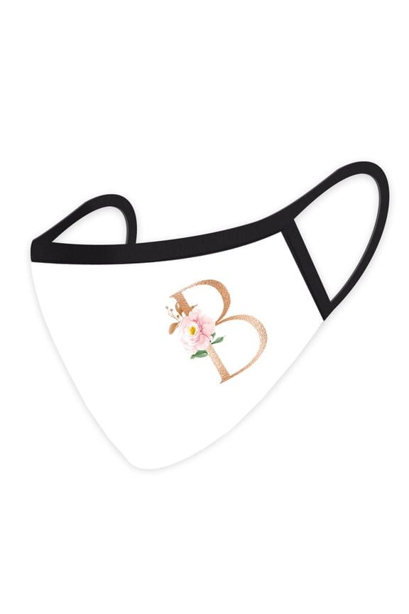 Wedding Face Mask, Pink Floral Monogram C, Cloth Face Masks with 1 Replaceable PM 2.5 Protection Filter