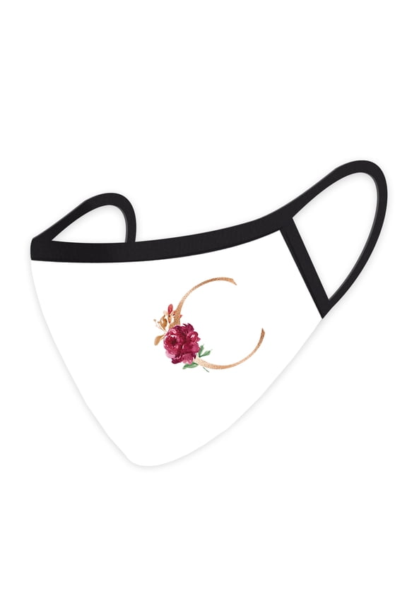 Wedding Face Mask, Pink Floral Monogram D, Cloth Face Masks with 1 Replaceable PM 2.5 Protection Filter