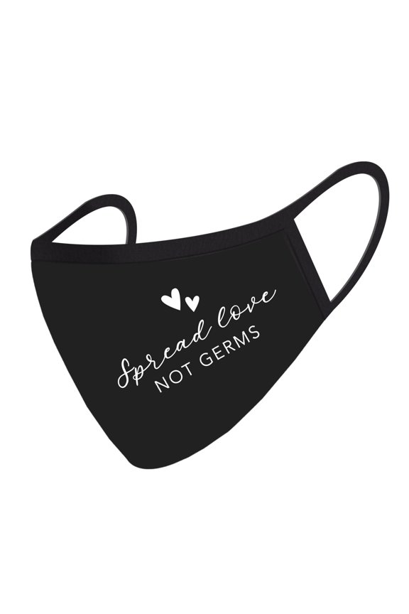 Wedding Face Mask, Spread Love Not Germs, Black Cloth Mask with 1 Replaceable PM 2.5 Protection Filter