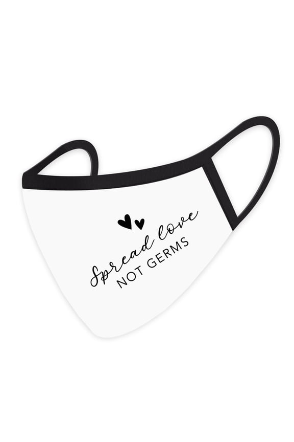 Wedding Face Mask, Spread Love Not Germs, White Cloth Face Mask with 1 Replaceable PM 2.5 Filter, 1-Pack