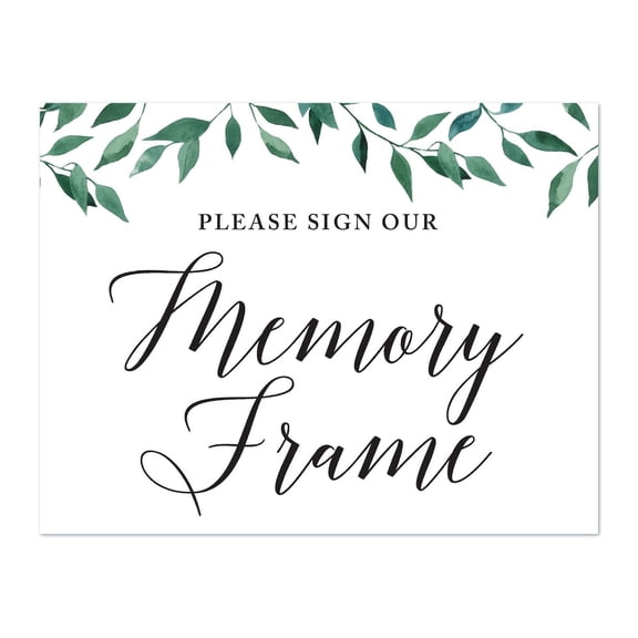 Koyal Wholesale Wedding Party Signs, Natural Greenery, Please Sign Our Memory Photo Frame Table Sign, 1-Pack