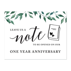 Koyal Wholesale Wedding Party Signs, Natural Greenery, Time Capsule Leave Us A Note with Your Predictions, 1-Pack
