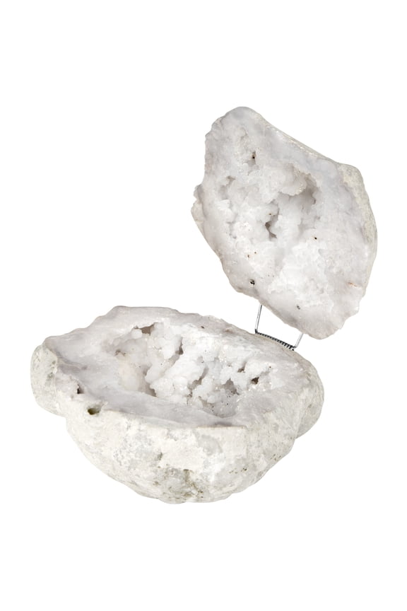 White Crystal Geode Round Ring Box, for Proposal, Engagement, Keepsake, Agate, Quartz