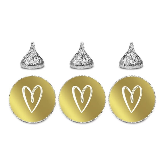 Koyal Wholesale White & Gold Heart Chocolate Drop Labels, Wedding Envelope Seal Stickers, 240-Pack