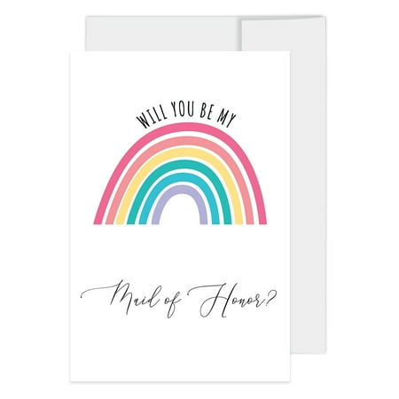 Koyal Wholesale Will You Be My Bridesmaid Proposal Cards with Envelopes, Set of 16 Rainbow Design 4 x 6-inch