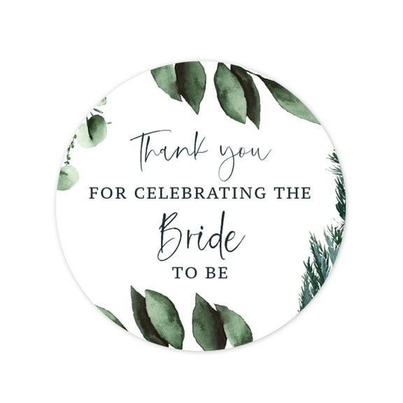Koyal Wholesale Winter Snowy Woodland Forest Watercolor, Stickers, Thank You for Celebrating The Bride to Be, 40-Pk
