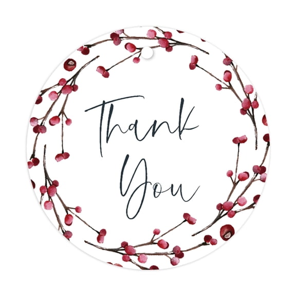 Koyal Wholesale Winter Snowy Woodland Forest Watercolor Wedding, Round Gift Tags, Thank You, 24-Pack