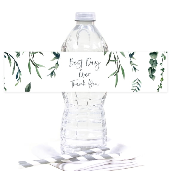 Koyal Wholesale Winter Snowy Woodland Forest Watercolor Wedding, Water Bottle Stickers, Best Day Ever Thank You, 20-Pack
