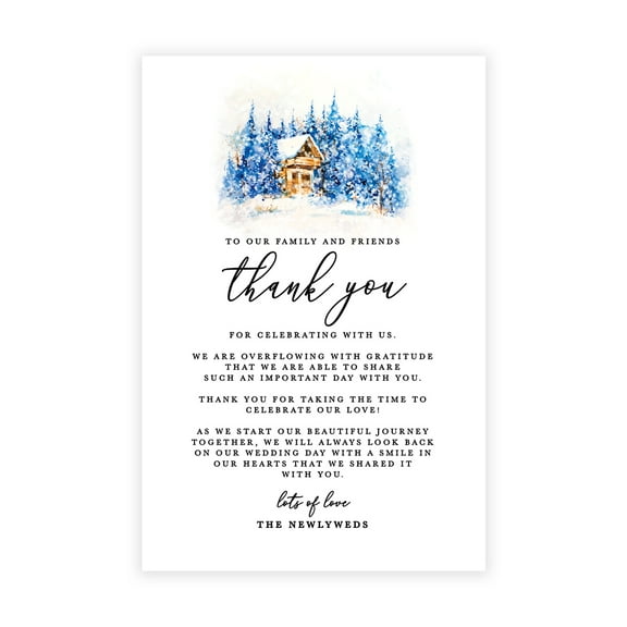 Koyal Wholesale Winter Wedding Thank You Place Setting Cards for Table Reception, Dinner Plates, 56-Pack