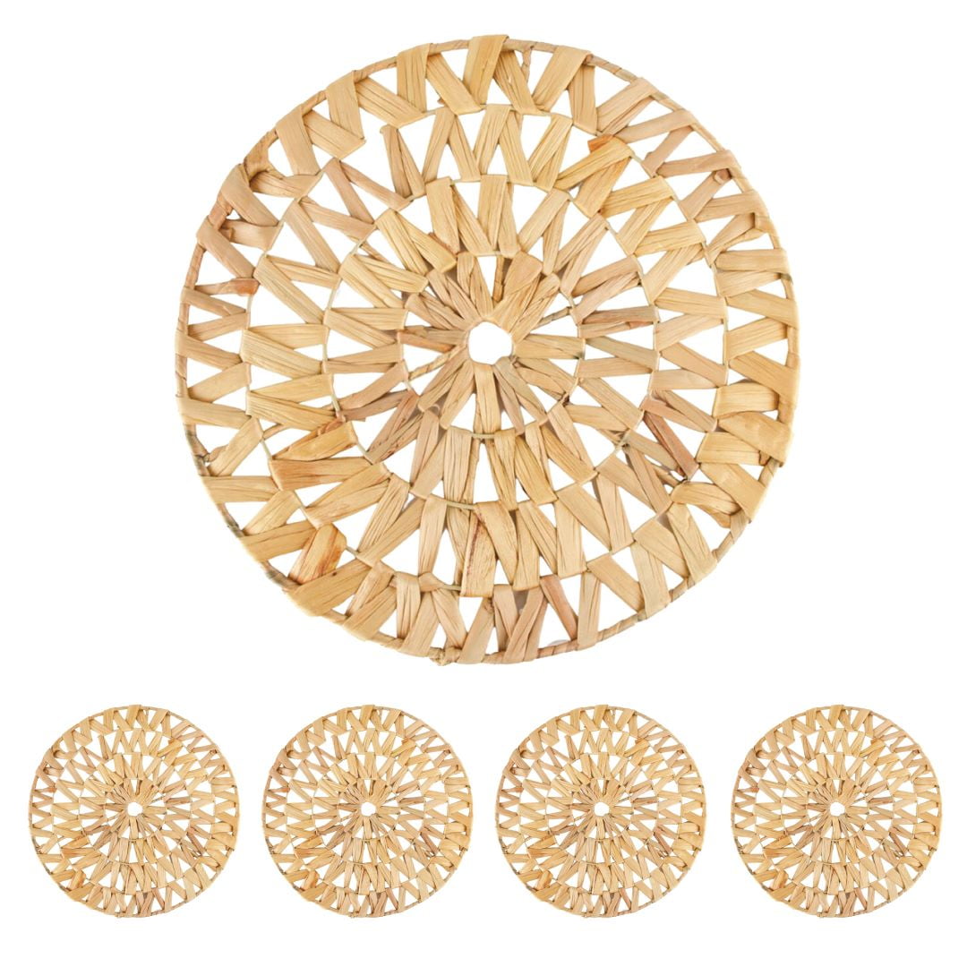 Natural Water Hyacinth Round Woven Placemats Set of 4