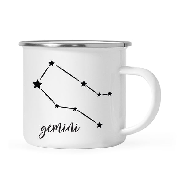 Koyal Wholesale Zodiac Sign Campfire Coffee Mug Gemini Star Constellation, Minimalistic Black