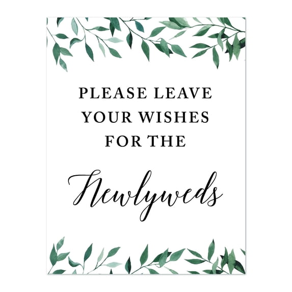 Koyal WholesaleGay Lesbian Wedding Party Signs, Natural Greenery, Please Leave Your Wishes for the Newlyweds, 1-Pack