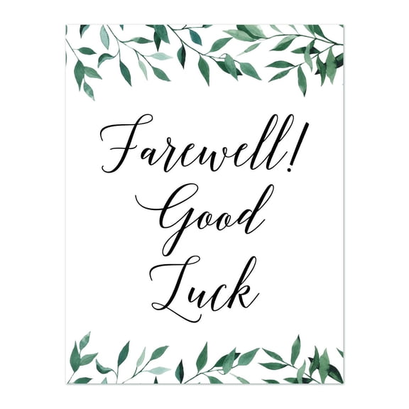 Koyal WholesaleRetirement Party Signs, Natural Greenery, Farewell! Good Luck!, 1-Pack