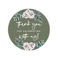 thumbnail image 1 of Koyal Wholeslae Sage Green|Cream Floral Blossoms Wedding, Circle Stickers, Thank You for Celebrating With Us, 40-Pk, 1 of 5