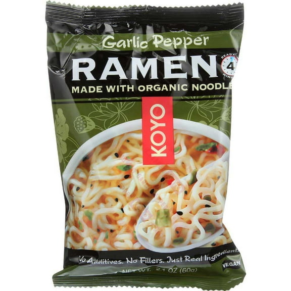Koyo Foods Garlic Pepper Dry Ramen Noodles, 2.1 Ounce -- 12 per case.