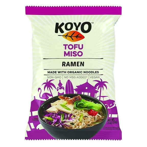 Koyo Ramen Soup, Tofu Miso Ramen, Made With Organic Noodles, No MSG, No Preservatives, Vegan, 2 Ounces Per Package ( Pack of 2 )