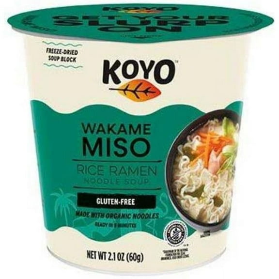 Koyo Rice Ramen Noodle Soup Wakame Miso - 6 Cups Pack of 2