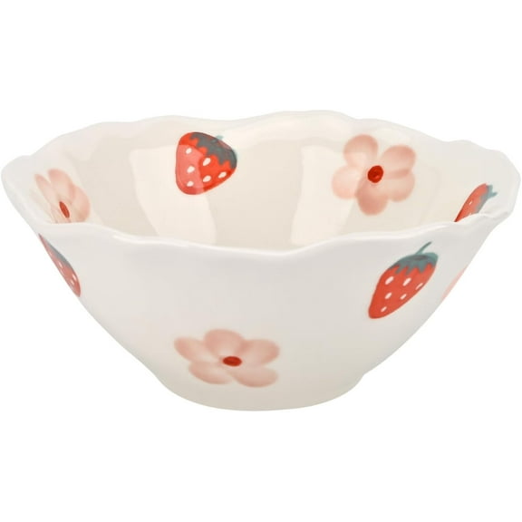 Koythin Ceramic Cute Bowl, Creative Soup Bowls, Flower Bowl for Kitchen Cereal Oatmeal Salad, Aesthetics Home Decor (Strawberries and Flowers)