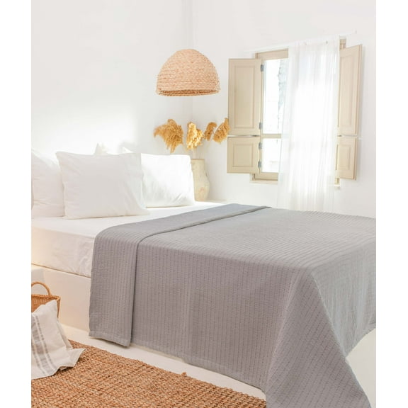 Koza Home Freya Muslin 100% Cotton Gray Pique Double 230x245 7503A Double