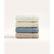 Koza Home Likya 100% Cotton Jacquard Border Cross Striped 4-Piece Face Dowry Towel Set 1012A Standard